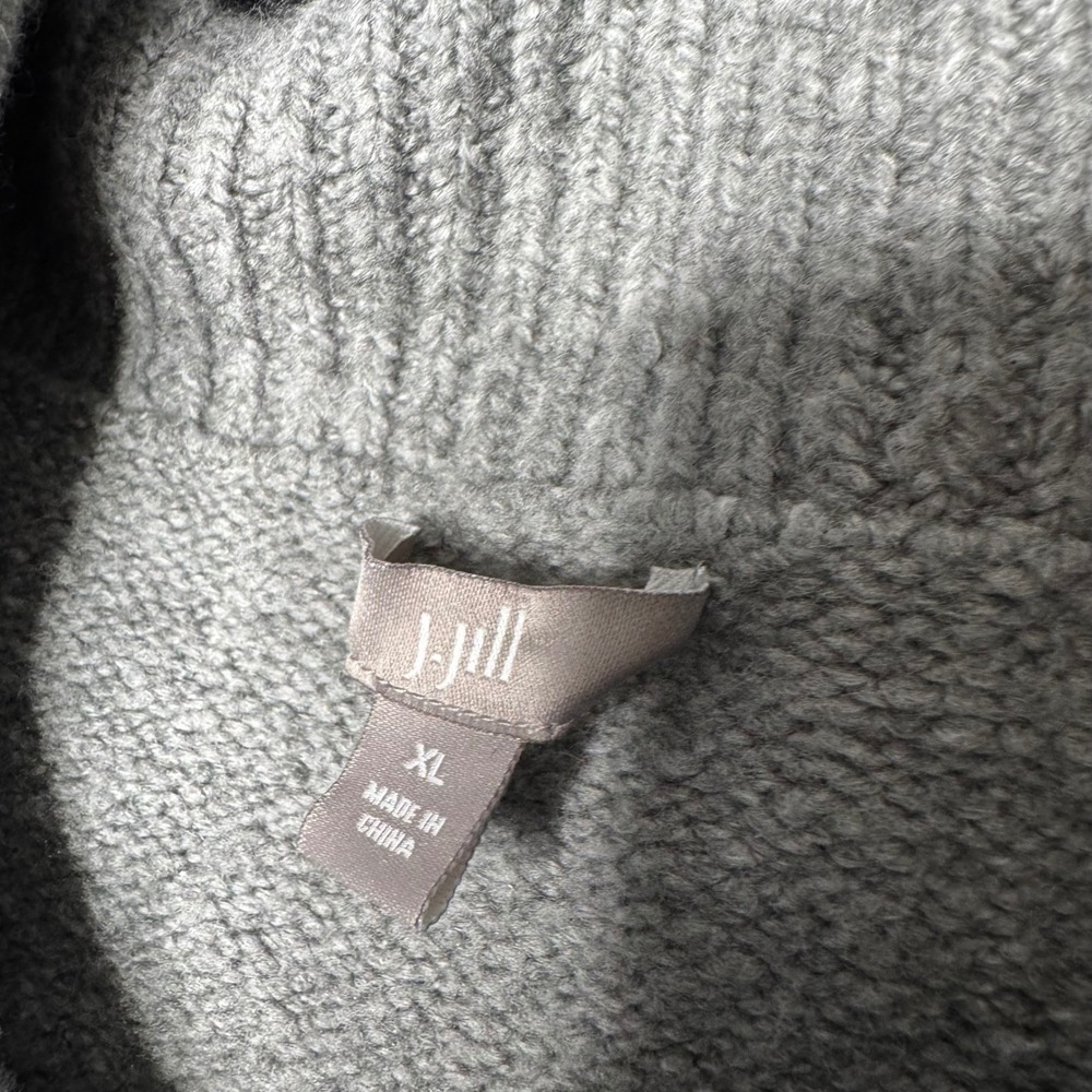 J. Jill Gray Black Striped Argyle Cowl Neck Oversized Sweater Women's Size XL - Picture 5 of 8